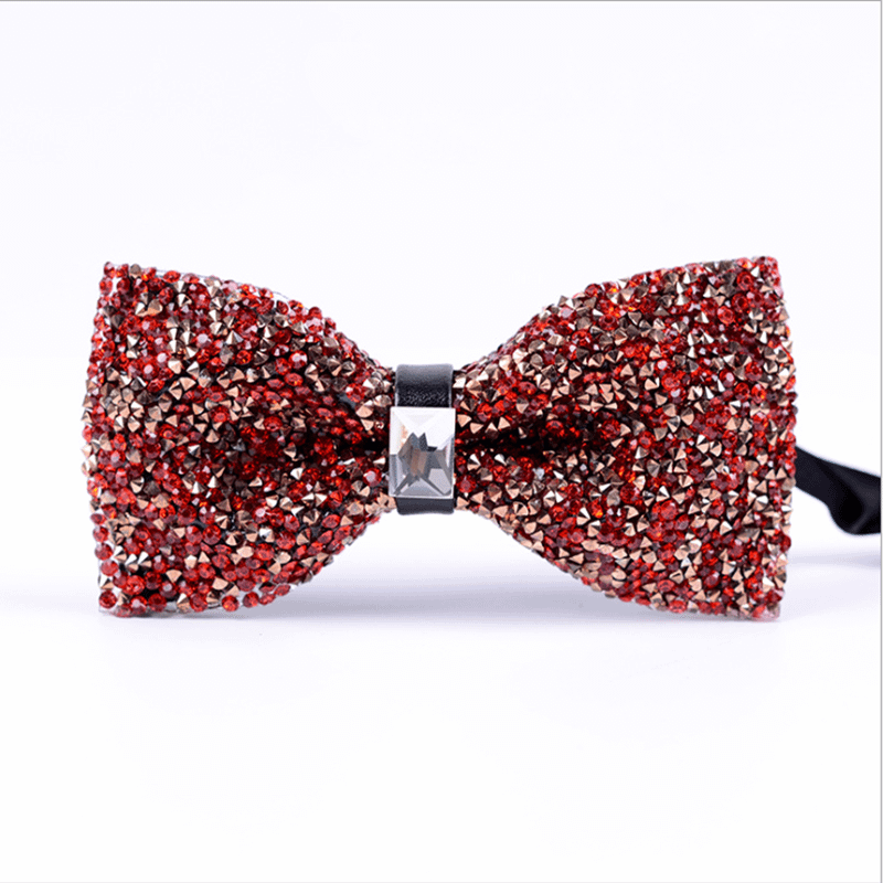 Black Clear Crystal Rhinestone Bow Tie Set