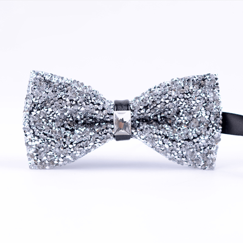 New in box Brand Q Men/'s Crystal Pre-tied Bow Tie Black formal wedding